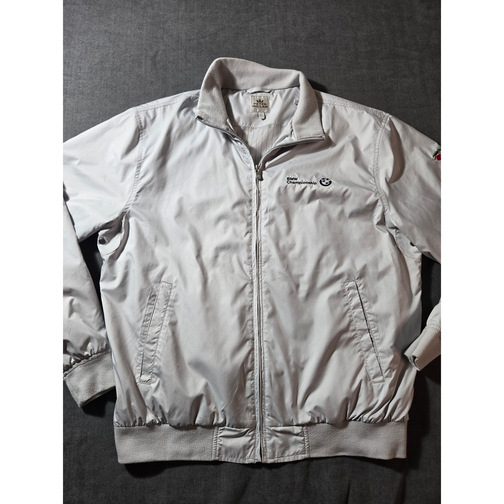 Peter Millar Jacket Mens Large Gray Full Zip Golf Bomber Championship Tour
